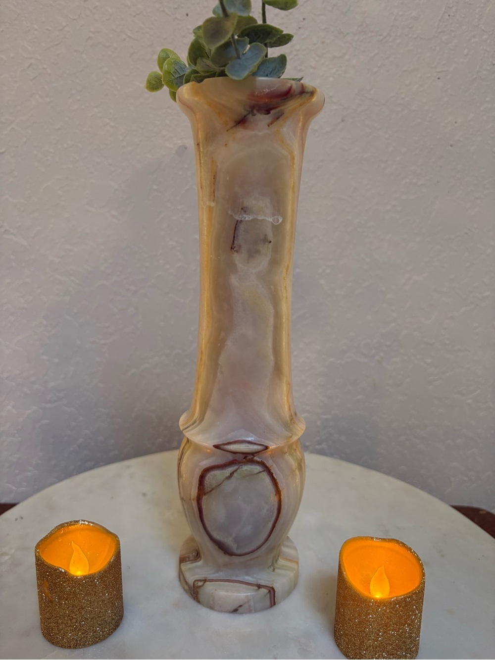 Vintage Onyx pedestal planter